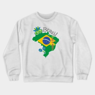 Map and Flag of Brazil Crewneck Sweatshirt